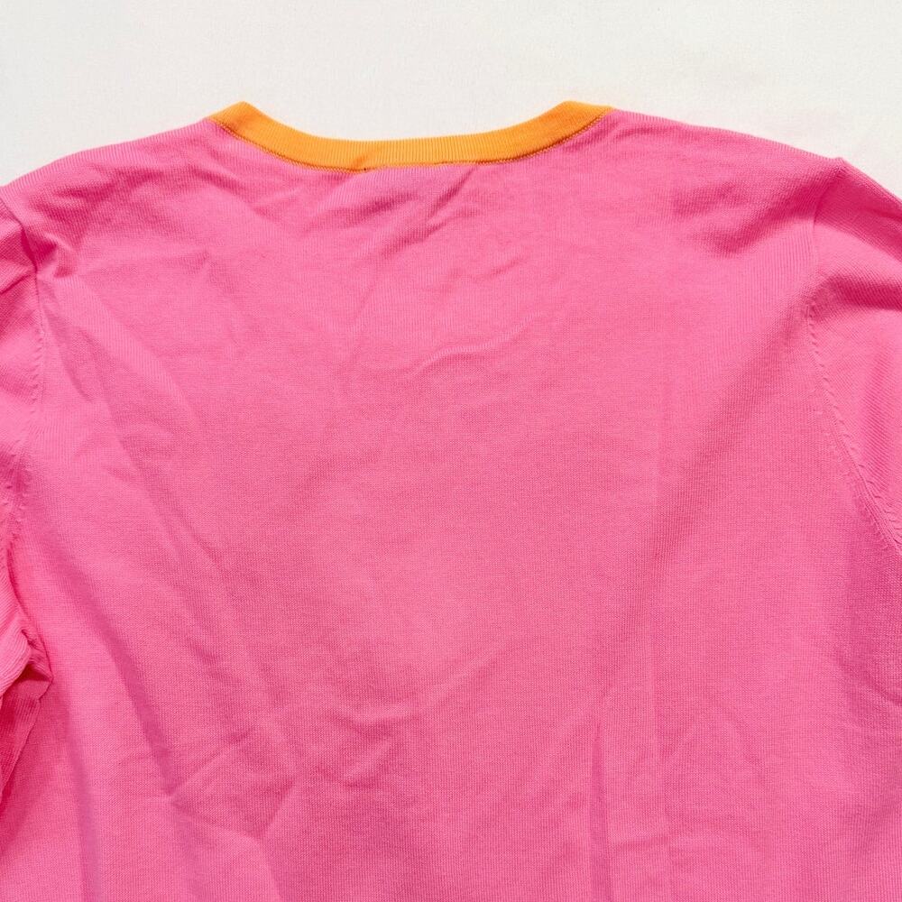 Talbots Pink Orange Cardigan Sweater Womens Medium NWT 3/4 Sleeve Lightweight - Picture 7 of 11